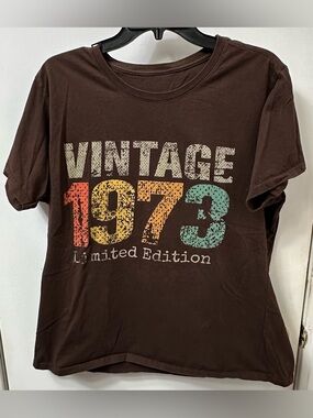 Vintage 1973 Graphic Tee in Brown
Runs a little small